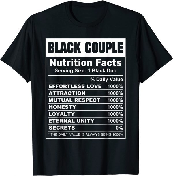 Black Couple Nutrition Facts 2022 Shirt