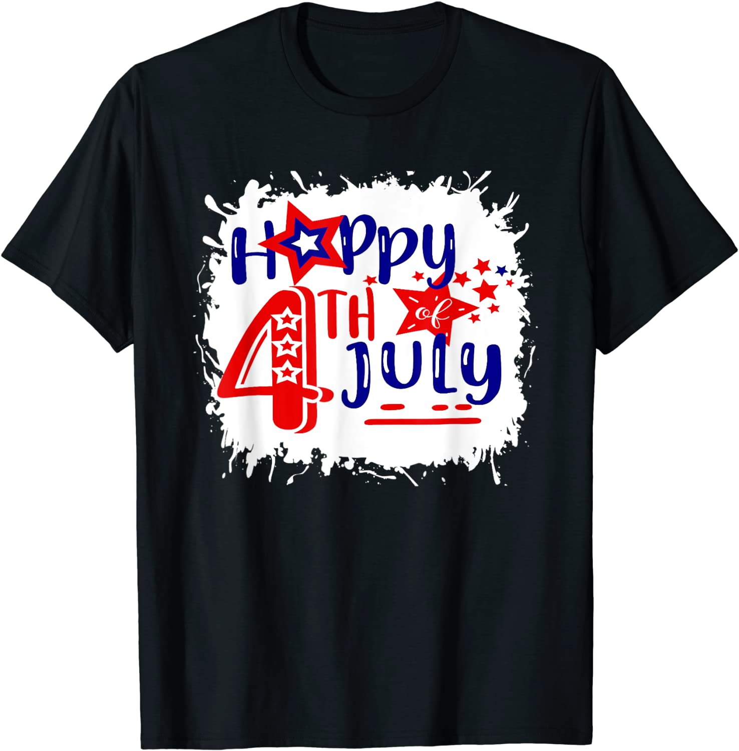 Bleached Happy 4th Of July Fireworks Patriotic American Classic Shirt