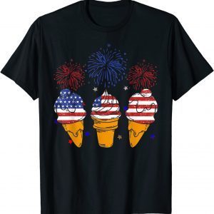 Blue White Red Ice Cream Cone US Flag Patriotic 4th Of July 2022 Shirt