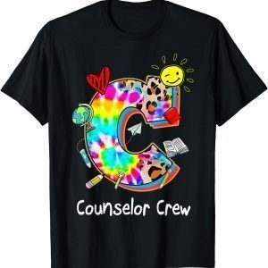 C Is For Team Counselor Crew Back To School Leopard Tie Dye 2022 Shirt