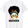 Cute Black Messy Bun Girls Juneteenth Celebrating 1865 Flag Classic Shirt