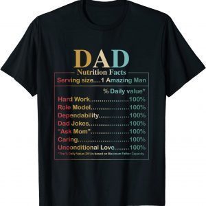 Dad Nutrition Facts Fathers Day 2022 Shirt
