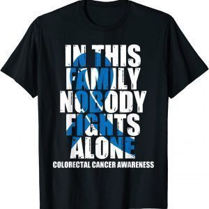 Dark Blue Ribbon Family Colorectal Cancer Awareness T-Shirt