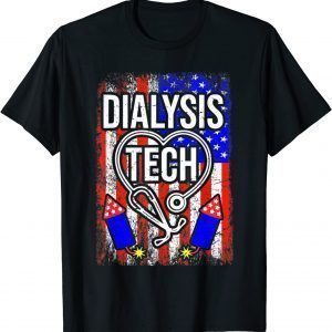 Dialysis Tech 4th Of July American Flag Stethoscope Sparkler Classic Shirt