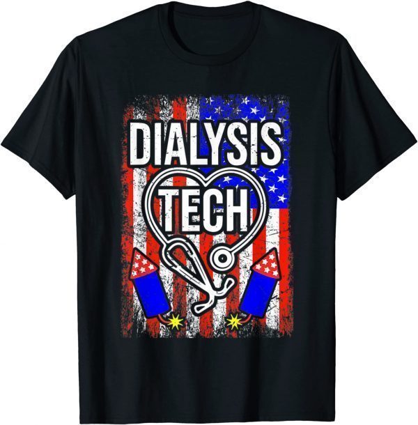 Dialysis Tech 4th Of July American Flag Stethoscope Sparkler Classic Shirt