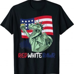 Dinosaur 4th of july American Flag Red White Rawr 2022 Shirt