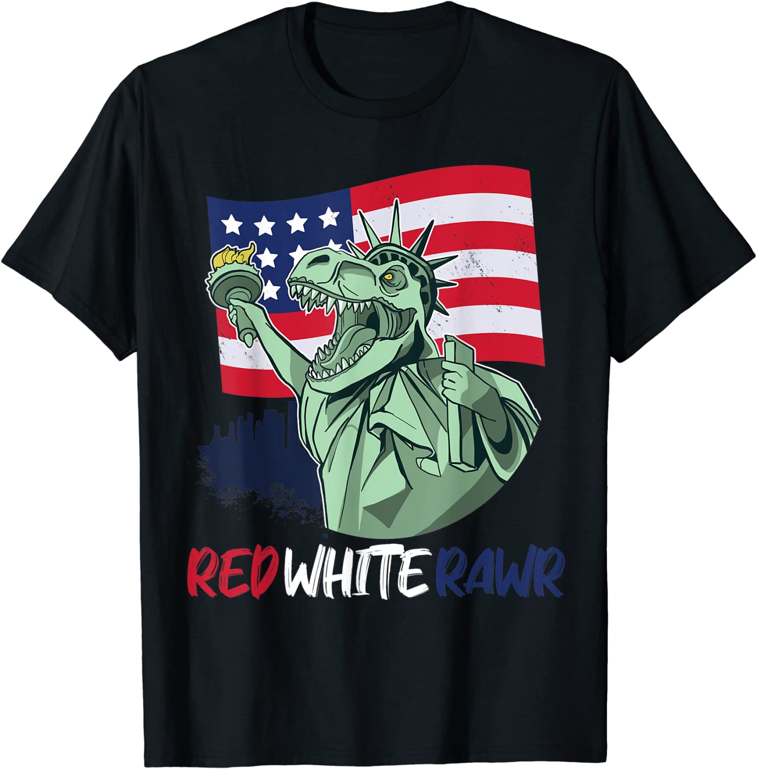 Dinosaur 4th of july American Flag Red White Rawr 2022 Shirt