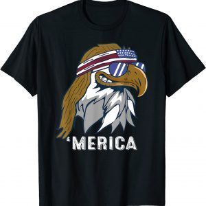 Eagle Mullet 4th Of July USA American Flag Merica Patriotic Tee Shirt