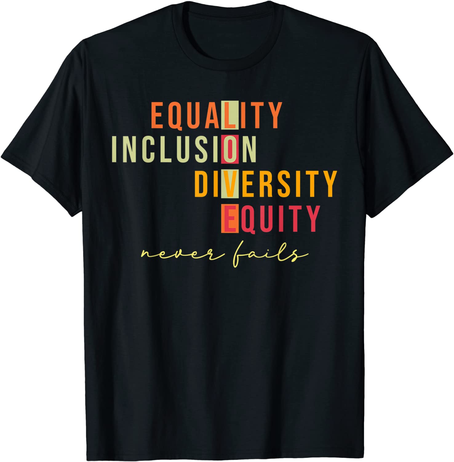 Equality Inclusion Diversity Equity Love Never Fails Teacher 2022 Shirt