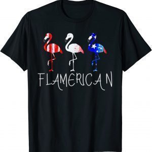 Flamerican Flamingo US American Flag 4th July Fourth 2022 Shirt