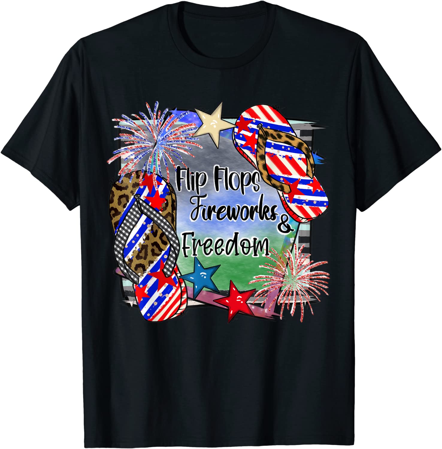 Flip Flops Fireworks And Freedom 4th Of July Patriotic Pride Classic Shirt