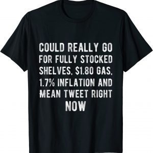 Fully Stocked Shelves $1.80 Gas 1.7% Inflation, Mean Tweet T-Shirt