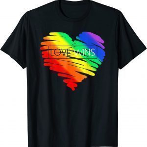 Gay Pride Love Wins LGBT Rainbow Flag Heart Gay Lesbian 2022 Shirt