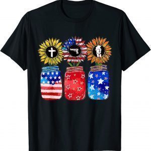 God Guns And Trump Sunflower 4th Of July American Flag T-Shirt