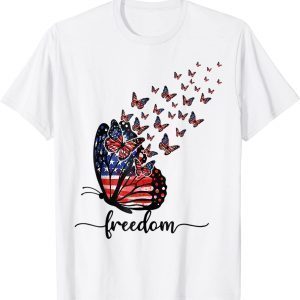Happy Independence Day Usa Flag Freedom Butterfly 2022 Shirt