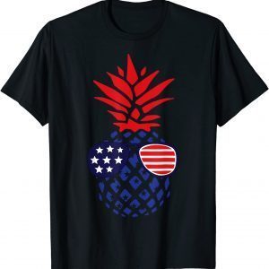 Hawaiian Pineapple American Flag Sunglasses 4th of July 2022 Shirt