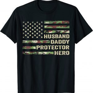 Husband Daddy Protector Hero Fathers Day Flag Classic Shirt