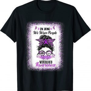 In June We Wear Purple Messy Bun Vitiligo Awareness Support 2022 Shirt