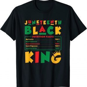 Juneteenth Black King Nutrition Facts Tee Shirt