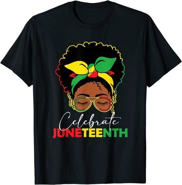 Juneteenth Outfit Women Messy Bun Eye Glasses 2022 Shirt