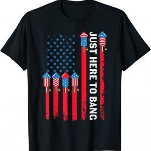 Just Here To Bang Fireworks American Flag 4th Of July 2022 Shirt