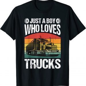 Just a Boy Who Loves Trucks Retro Truck lovers 2022 Shirt