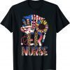 Leopard Sunflower ER Nurse American Flag 4th Of July 2022 Shirt