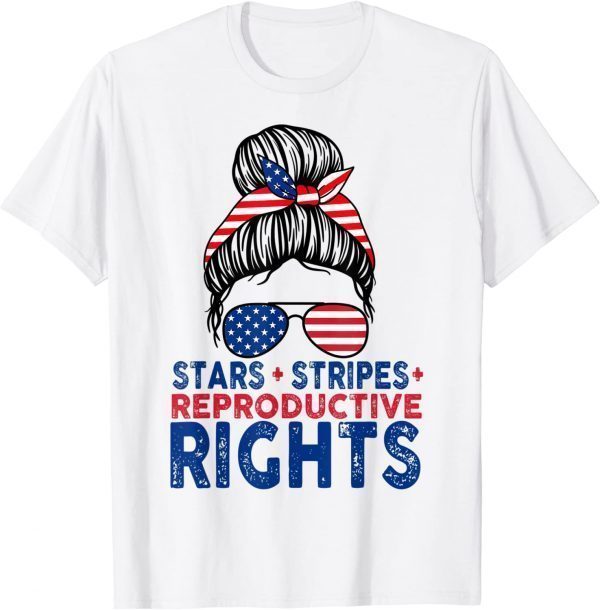 Messy Bun American Flag, Stars Stripes Reproductive Rights 2022 Classic Shirt