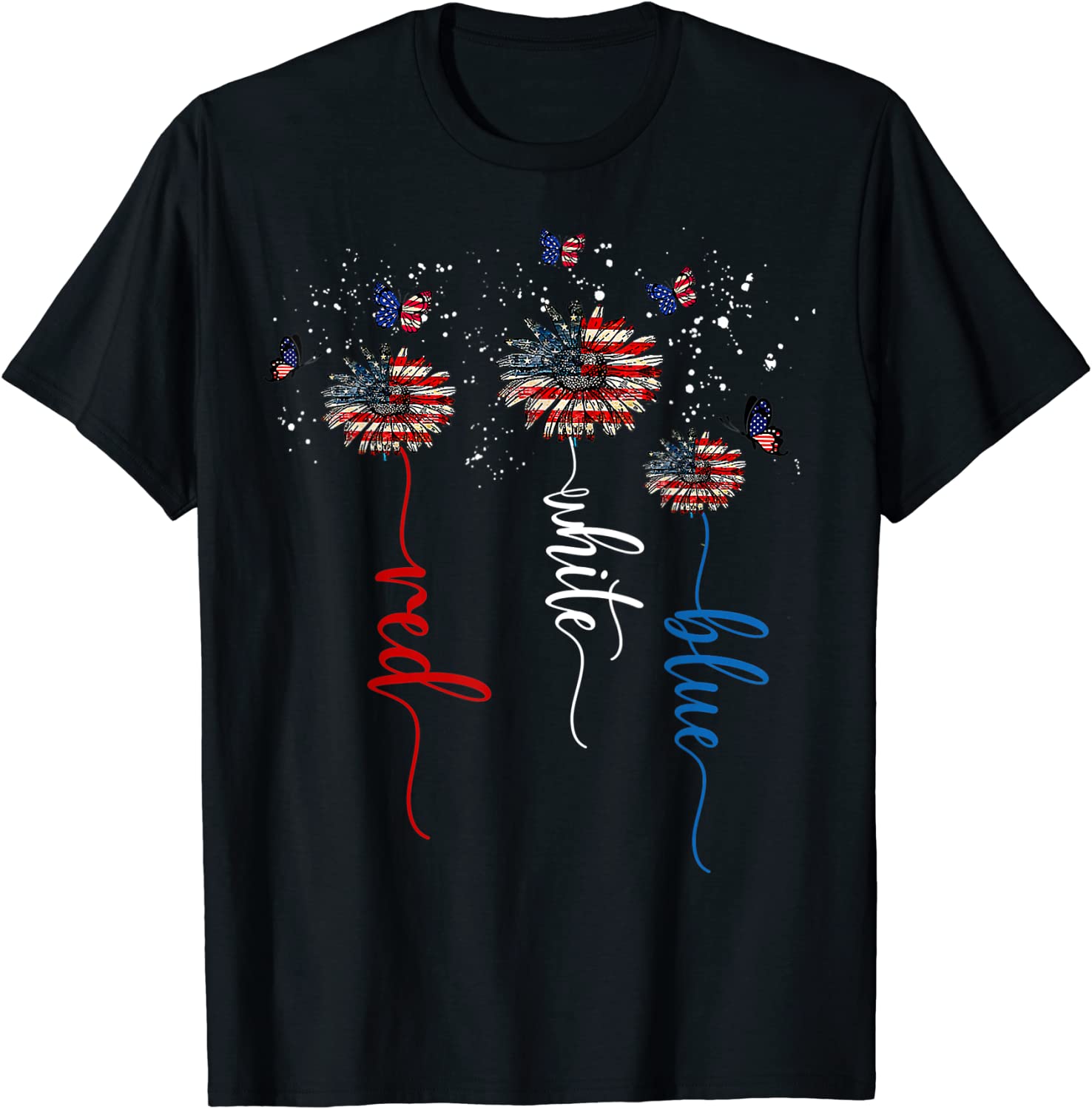 Red White Blue Sunflower Butterfly Patriotic 4th Of July 2022 Shirt ...