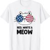 Red White and Meow Cute Patriotic Flag 4th of July Cat 2022 Shirt