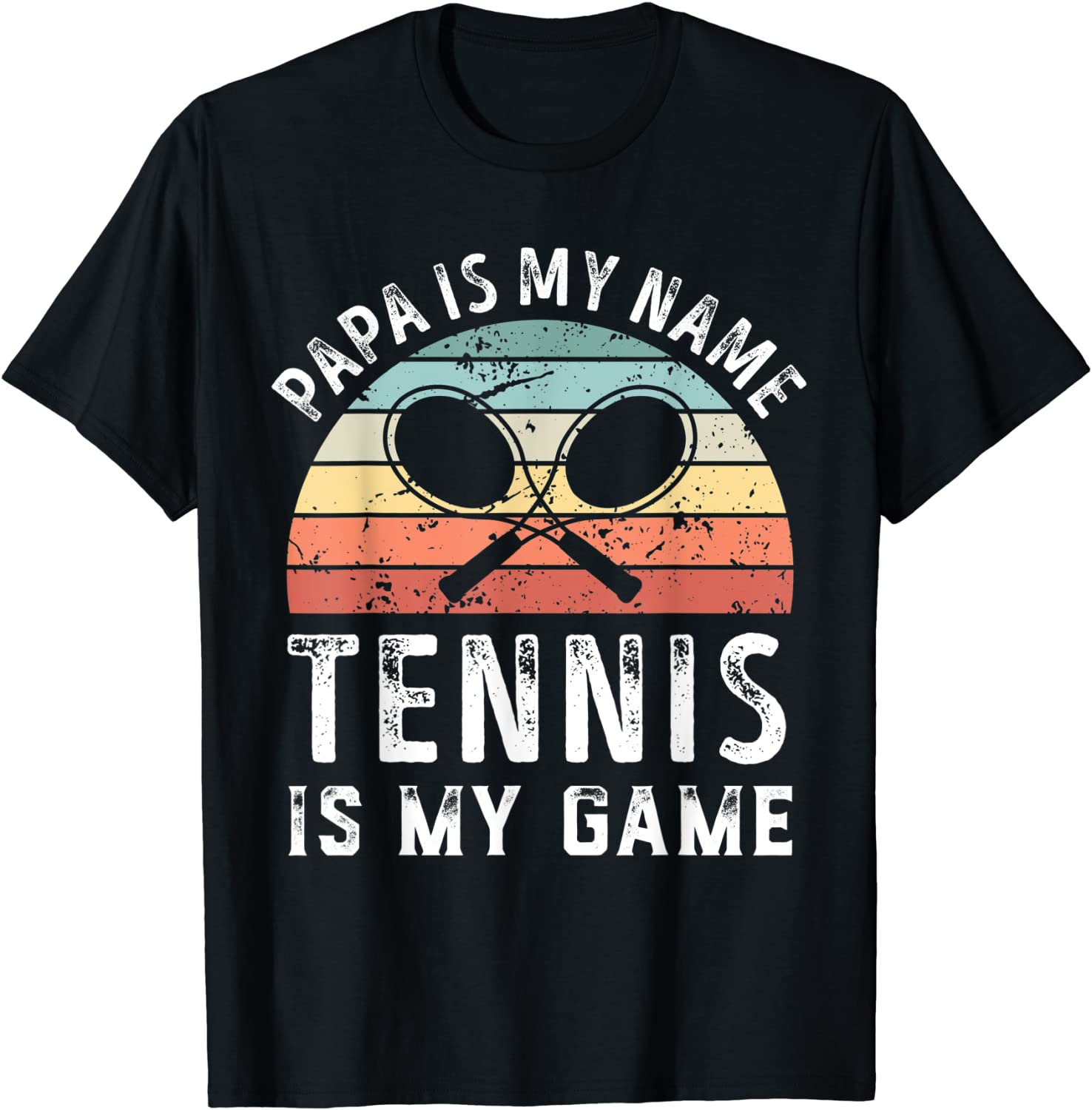 Retro Papa Tennis is my Game Sunset Father's Day Dad 2022 Shirt - Teeducks