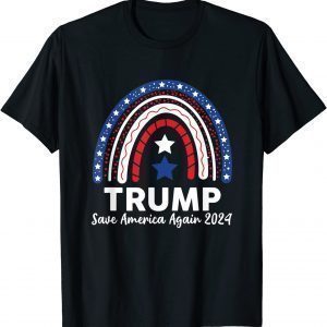 TRUMP Save America Again 2024 USA American Flag Rainbow Classic Shirt