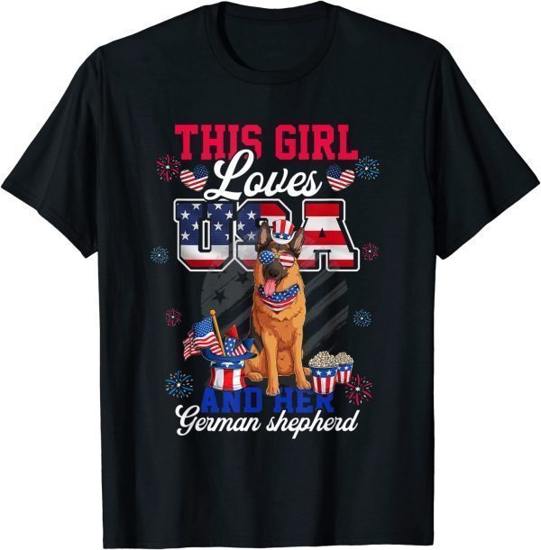 This Girl Loves USA And Her German Shepherd Dog 4th Of July Classic Shirt