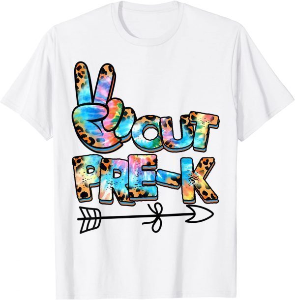 Tie Dye leopard Peace Out Pre-K Last Day of School 2022 T-Shirt