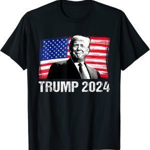 Trump 2024 American Flag 2024 Election Republican Support T-Shirt