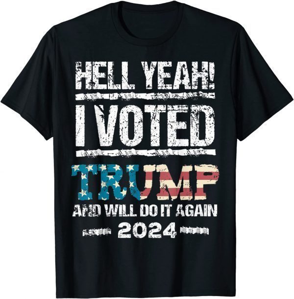 Trump 2024 I Voted Trump Flag Tee MAGA Patriot Party, 4th Limited Shirt