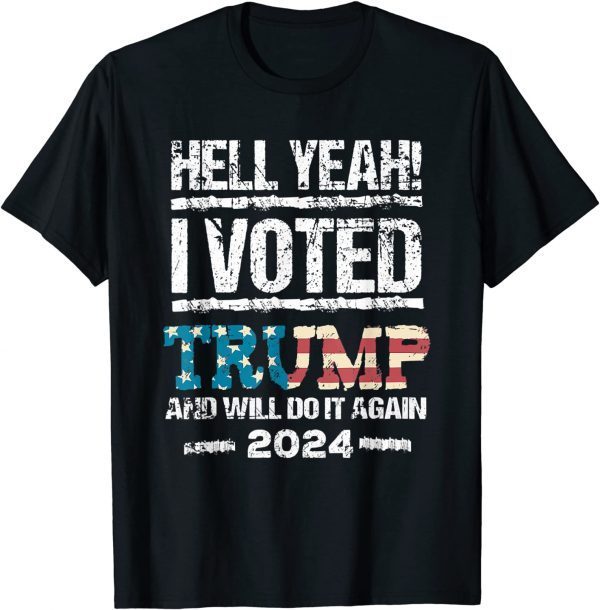 Trump 2024 I Voted Trump Flag Vintage MAGA Patriot Party 2022 Shirt