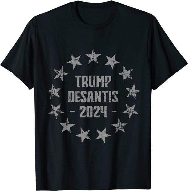 Trump DeSantis 2024 Distressed Stars T-Shirt