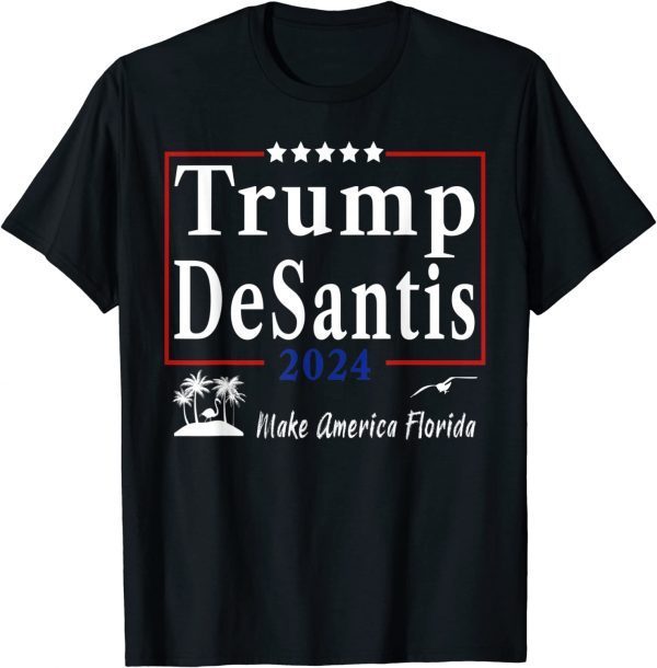 Trump DeSantis 2024 Make America Florida Flamingo Seagull Limited Shirt