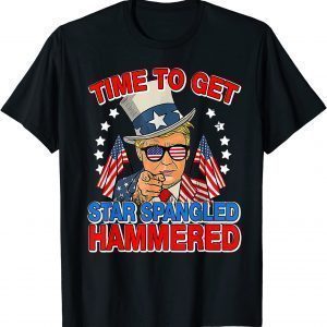 US Flag Trump Time To Get Star Spangled Hammered 4th Of July T-Shirt