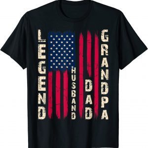 USA Flag- Father's Day - Dad the Legend Husband Dad Grandpa T-Shirt