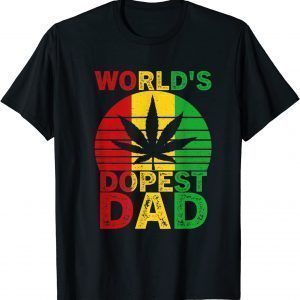 World's Dopest Dad Vintage Weed Leaf Cannabis Marijuana T-Shirt