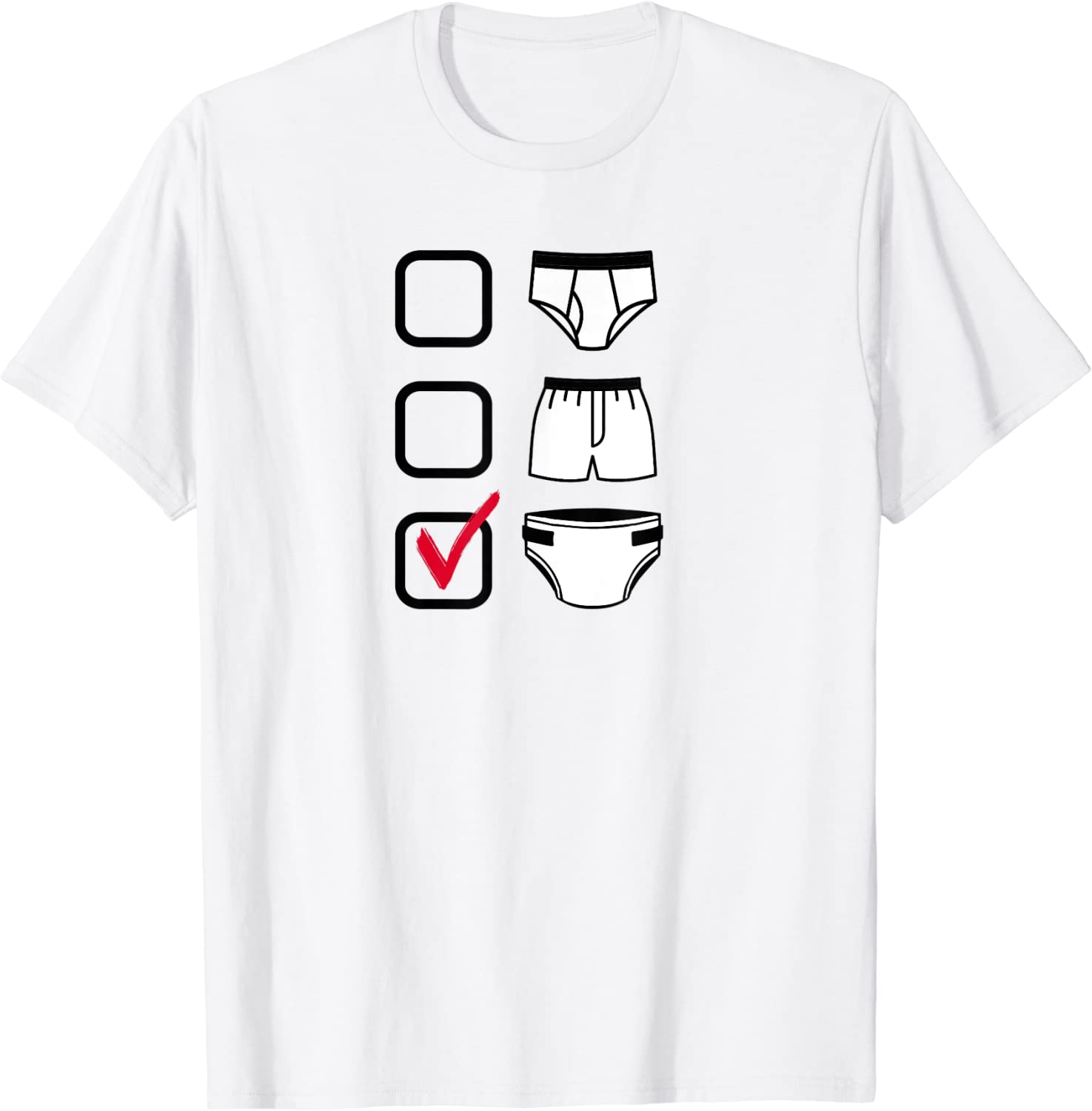BRIEFS BOXERS DIAPERS Check Mark T-Shirt