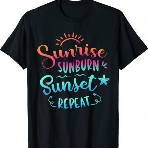 Beach Camping Sunrise Sunburn Sunset Repeat Summer Vacation 2022 Shirt