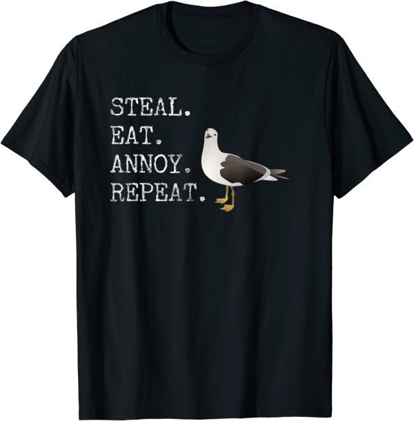 Beach Seagull Thief Steal Eat Annoy Repeat Saying Classic Shirt