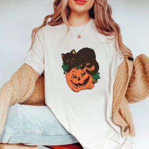 Black Cat on Pumpkin Halloween 2022 Shirt