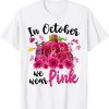 Boo Pumpkin In October We Wear Pink Breast Cancer Awareness Classic Shirt