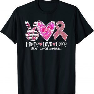 Breast Cancer Awareness Costume Pink Peace Love Cure 2022 ShirtBreast Cancer Awareness Costume Pink Peace Love Cure 2022 Shirt
