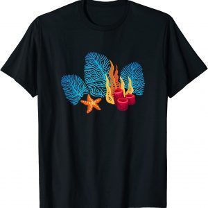 Bright Red Blue Coral Seaweed Marine Life Sea Life Starfish 2022 Shirt