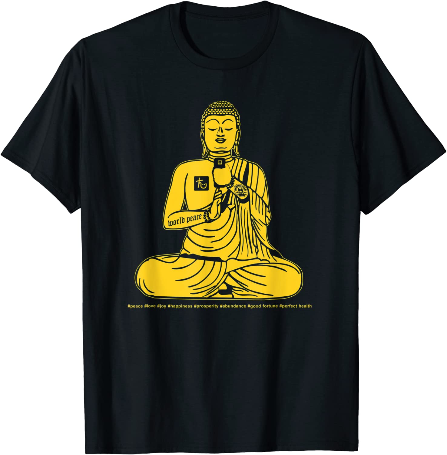 Buddha Texting On Cell Phone Peace Love Joy Happiness Classic Shirt